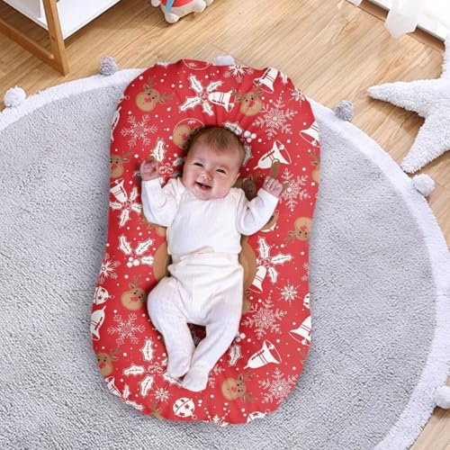 Image of ZOUTAIRONG Christmas Baby Bassinet Sheets Stretchy Soft for Oval Hourglass Rectangular Bassinet Mattress Pad Stylish Mattress, Elk Bells Print