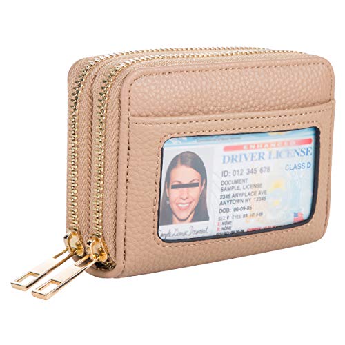 Credit Card Case Holder Wallet with ID Window Zipper Small