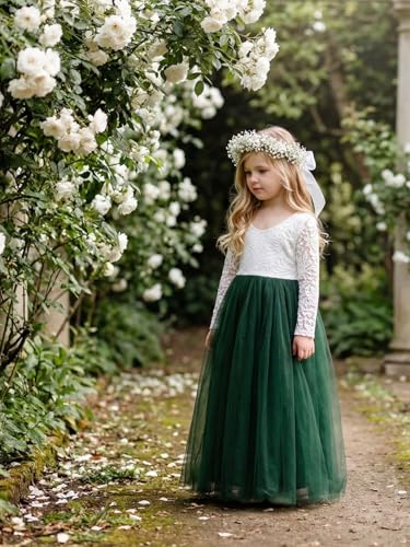 Image of 2Bunnies Girl Peony Lace Back A-Line Straight Tutu Tulle Party Flower Girl Dress