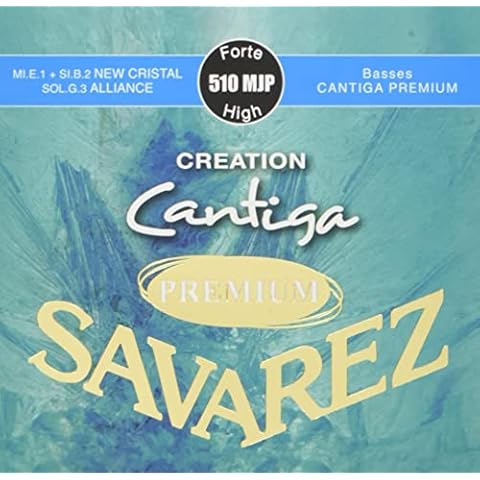 Savarez Classical Guitar Strings Cantiga and Creation Premium 510MJP Creation Trebles, Cantiga Basses, High Tension, Full Set (STSAV51-50489) Cover