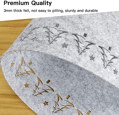 Aitesite Felt Table Runner Grey - Christmas Design Table Runner 100x30cm, Modern Tablecloth Table Runner Washable - Christmas Table Decoration for Kitchen, Garden