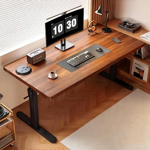 OVZXSD 39 Inch Manual Standing Desk with Wheels Adjustable Height Desk with Power Outlet & USB Ports Mobile Sit Stand Computer Desk for Home Office Gaming Small Spaces(A 39.3 * 23.6 * 39.3in)