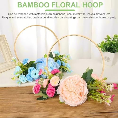 SRTSTR 12 Stück Holzringe zum Basteln 15cm Traumfänger Ringe Holzringe Makramee Ringe Holzreifen zum Basteln Bambus Floral Hoop für Blumenkranz Hochzeitskranz Deko und Wandbehang DIY Handwerk