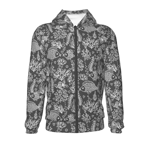 Ocean with Fishes Kid Hoodies Boys Zip Up Sweatshirts Girls Pullover with Pocket2