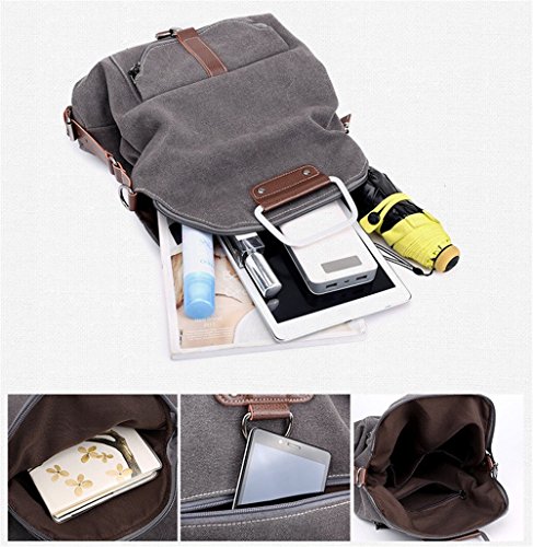 Mochila feminina de lona casual bolsa de viagem estilo retrô multifuncional lona mochila escolar gra