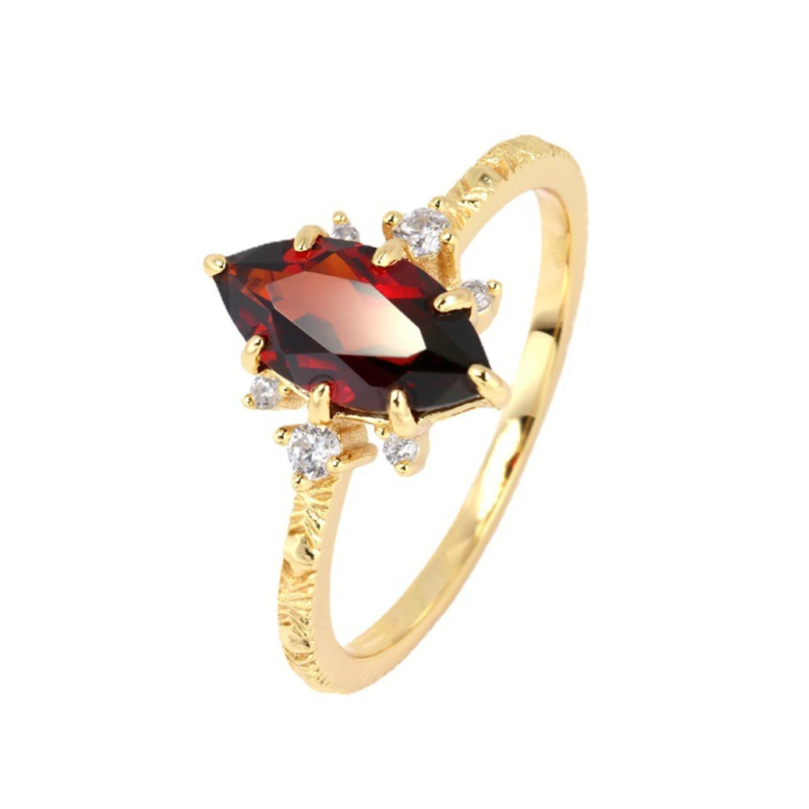 Anillos de la amistad de oro 9 K/14K/18K con marquesa granate, forma clásica