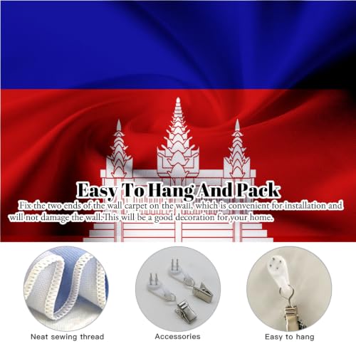 Drapeau Cambodge tenture murale pour chambre ado et déco salon moderne - 4
