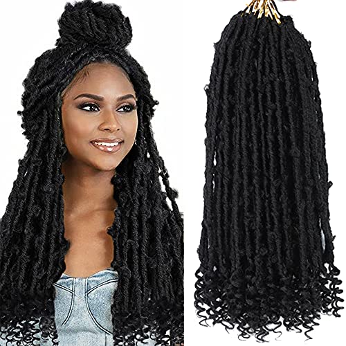 FUSHEN Butterfly Locs Crochet Hair 6 Packs 18 Inch 300g Pre-looped Distressed Locs Crochet Hair Butterfly Faux Locs Brai
