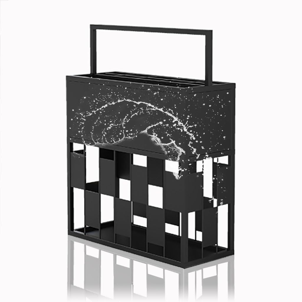 Rohcghc One Color Umbrella Stand, Modern Rectangular Business Umbrella Holder Rack, Metal Office Décor, Partitioned Storage, Large Capacity,Black-50X20x65cm