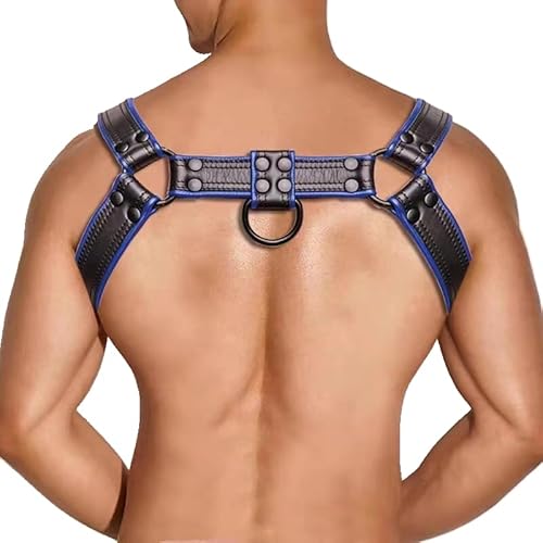 Thcbme Arnés de cuero para hombre, cintura y pecho, tirantes, rave, club, Halloween, fiesta, Navidad, cosplay, accesorios diarios, gótico, punk, 2, talla única