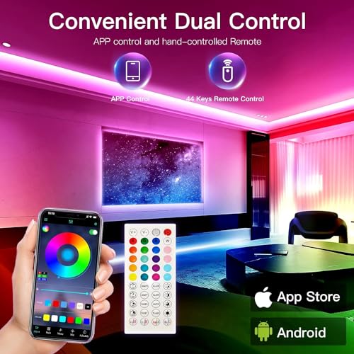 Tira de LED RGB 100ft para habitación con control APP y mando IR miniatura 2