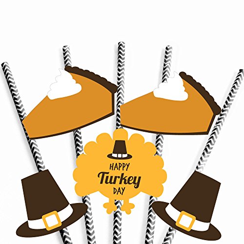 Big Dot of Happiness Happy Turkey Day Pitillos Decorativos de Papel - Set de 24 miniatura 5