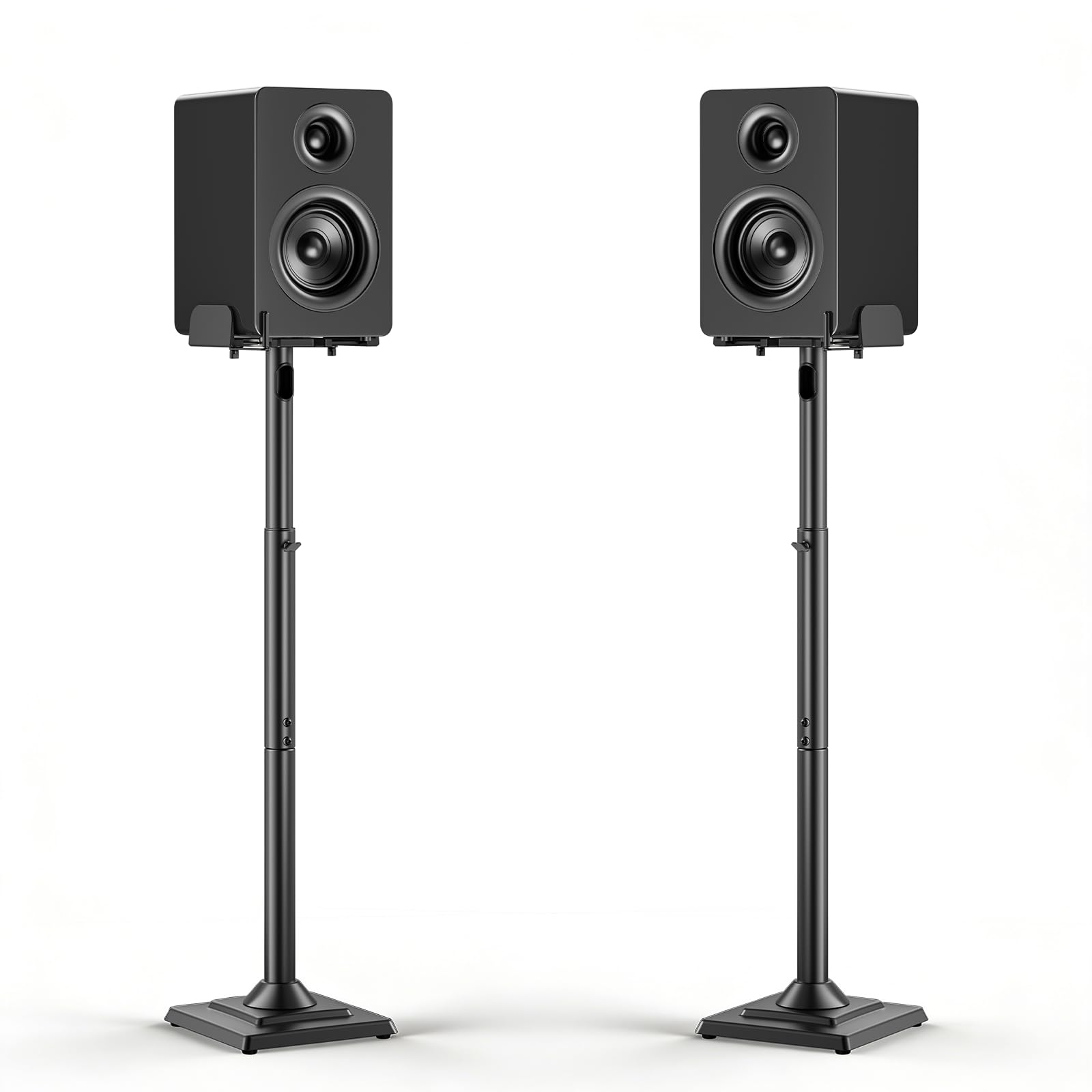 Support Enceinte Surround Lot de 2, Pied Enceintes Universel Hauteur Réglable 86-109 cm, Compatible avec Bose/JBL/Sony, Gestion des Câbles, Noir
