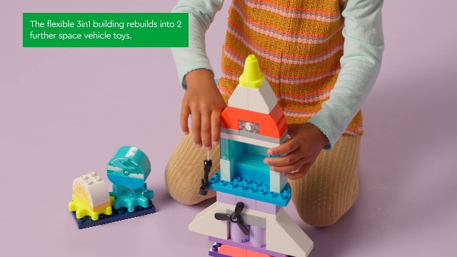 SPACEWARP set II 組み立てキット LEGO DUPLO 3in1 Space Shuttle Adventure Bricks Set, Rocket Toy for