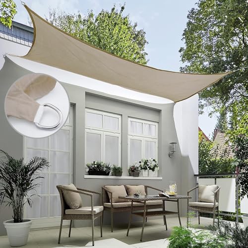Red de sombra rectangular de exterior impermeable en tejido PES con proteccion UV caqui 3