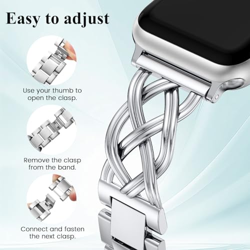 Image of TOYOUTHS Dressy Bracelet Compatible with Apple Watch Bands 38 /40 /41 /42 /44 /45 /46 /49mm Women, Celtic Stainless Steel Metal Fancy Nice Pretty Strap for iWatch Series 11 10 9 8 7 6 5 4 Ultra /SE 3 2 1