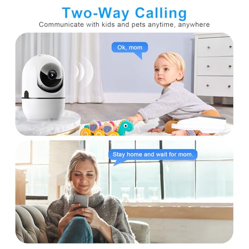 JUFLSKY 2K 3MP Überwachungskamera Innen,2.4GHz & 5GHz WiFi Kamera Überwachung Innen, PTZ Hundekamera, Nachtsicht,Sirene, Bewegungserkennung, Zwei-Wege-Audio,Cloud&SD-Karten