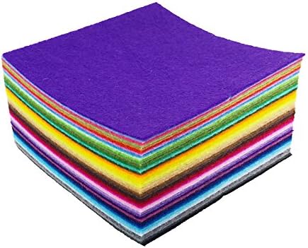 flic-flac 44PCS Assorted Color Felt Fabric Sheets Patchwork Sewing DIY Craft 1mm Thick (30 x 30 cm).