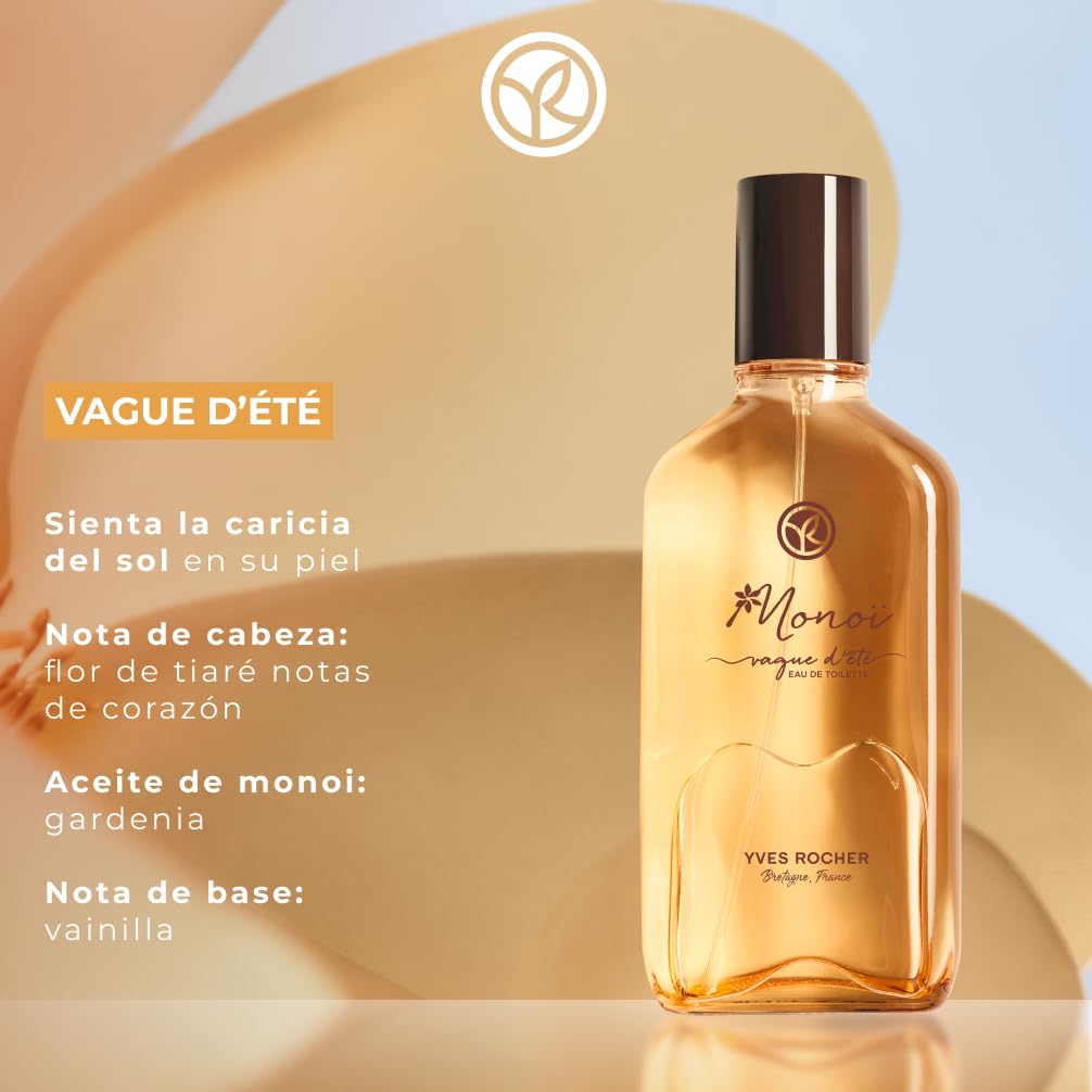 Yves Rocher Eau de Toilette VAGUE D'ÉTÉ Fragancia Exótica de Verano Aroma Fresco Perfumes de Mujer 100 ml