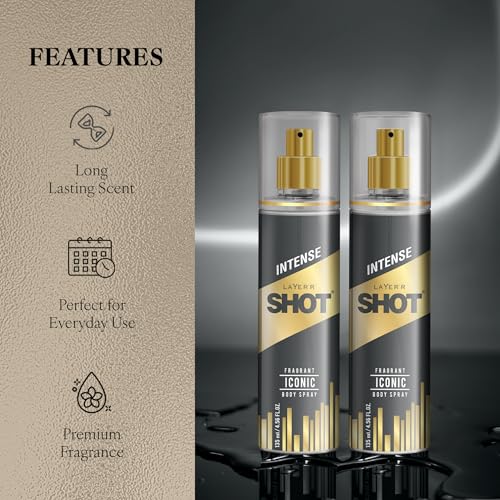 Image of Layer'r Shot GOLD Iconic Body Spray For Men 2 x 135ml Each | Long Lasting Premium Fragrance With Spicy & Citrus Notes | Perfect For Body & Clothes | Ideal For Daily Use | Gift For Men