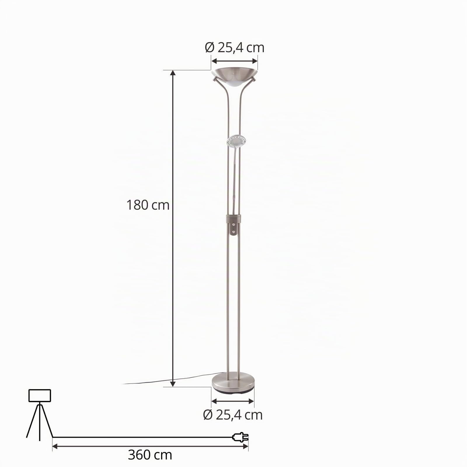 Lindby Lampada da Terra a LED, Piantana Led Moderna Stelo Dimmerabile Luce per Soggiorno Camera Letto Metallo Retrò incl. 20 W + 5 luce bianca calda (3.000K) 180 cm