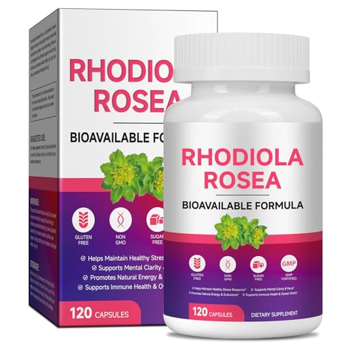 Rhodiola Rosea 500 mg Capsules Standardised Herbal Extract 120 Vegan Capsules Food Supplement for Everyday Wellbeing