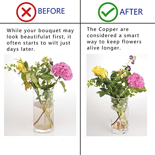 Guanshiya Flower Food Alternative for Fresh Cut Flowers, 4Pcs Copper Charms Gift, Best Flower Food for Fresh Cut Flowers, Keeps Bouquet Live Longer, Vase Water Clean and Clear, Reusable