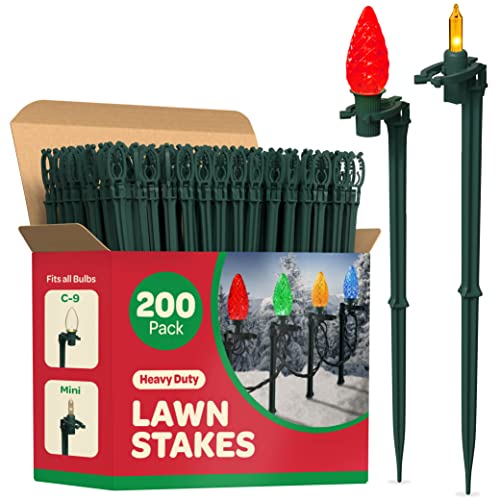 Christmas Light Yard Stakes 200-pack, 8.5" tall, universal clips