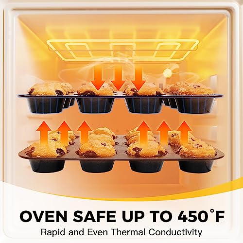 Hongbake Bakeware Sets, Baking Pans Set, Nonstick Oven Pan For Kitchen With Wider Grips, 10-Pieces Including Rack, Cookie Sheet, Cake Pans, Loaf Pan, Muffin Pan, Pizza Pan - Grey #TOP6