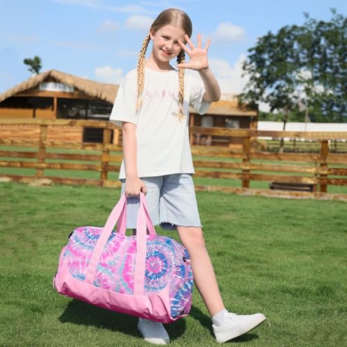 Choco Mocha Kids Duffle Bag Girls - Dinosaur Weekender Overnight Bags for Girl Ages 9-12, Purple2