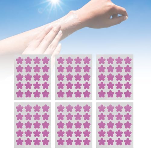 120 Pegatinas de Detección UV para Protector Solar, Parches Protectores Solares Adhesivos Reutilizables sin Látex en Forma de Flor para Protección UV