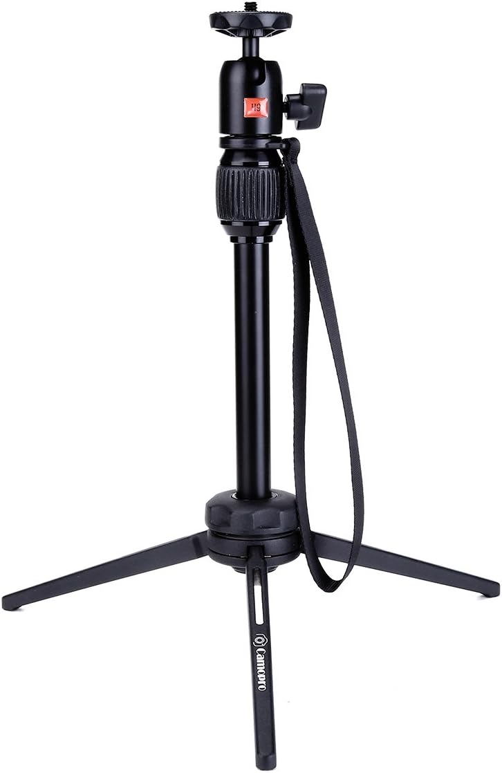 Tripod Stand - Camopro 15.7 Inches Aluminum Alloy Handheld Tabletop Tripod with Swivel Ball Head for Pico Projector, Pocket Projector, and Mini Projector - Desktop Tripod