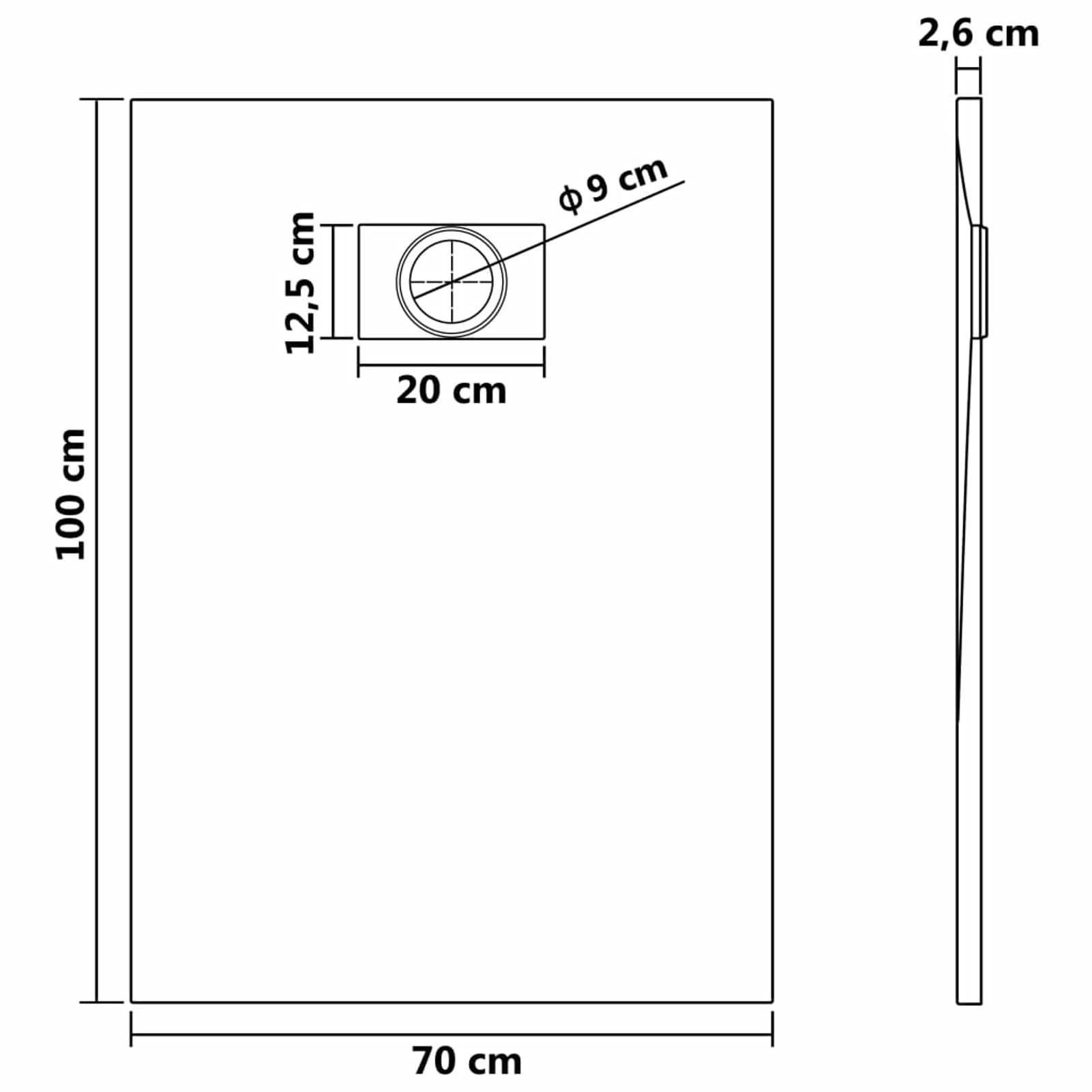 ARKEM Plato de Ducha SMC Gris 100x70 cm Plato Duchas Mampara De Ducha Abatible