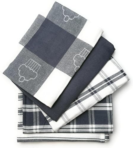 LivinEase Geschirrtücher - Küchentücher aus 100% Baumwolle - 10er-Pack Saugfähiges Set 70 x 50 cm, Grau