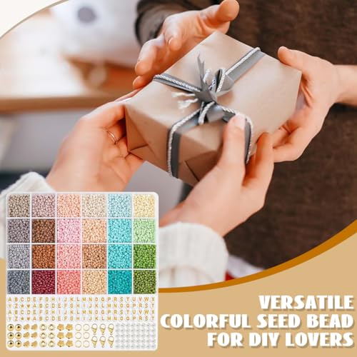 Image of SANNIDHI 3mm Seed Beads for Bracelet Making, 24 Color Small Beads for Craft, Girls DIY Jewelry Making Beads for Kids Activity with Spacer Bead, Pearls, Letters, Charms and Tools Kit | Easy Threading, Creative Projects, Craft Components, Spacer Beads, Pearls, Letters, Charms and Tools, Compact Storage