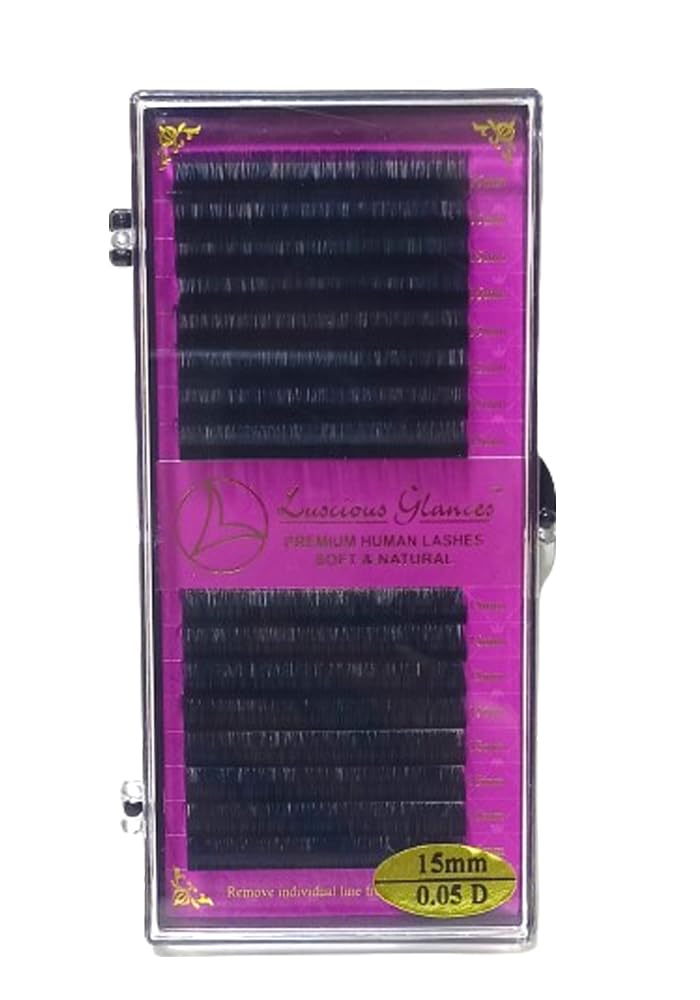 Luscious Glances Soft And Natural Eyelash Extensions Individual Lashes 0.5 Thickness Curl-D (15 MM)-picture-17