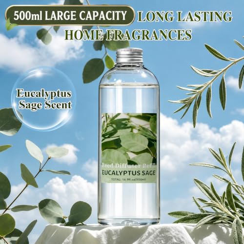 Image of SCENTORINI Reed Diffuser Oil Refill, Eucalyptus Sage Diffuser Oil 16.9 Oz