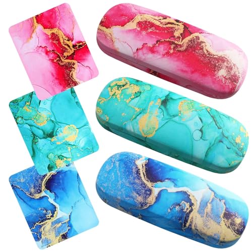 Image of Hard Shell Eyeglasses Case, Eye Glass Cases Womens Hard Shell With Cleaning Cloth Portable Eyewear Case for Women Men