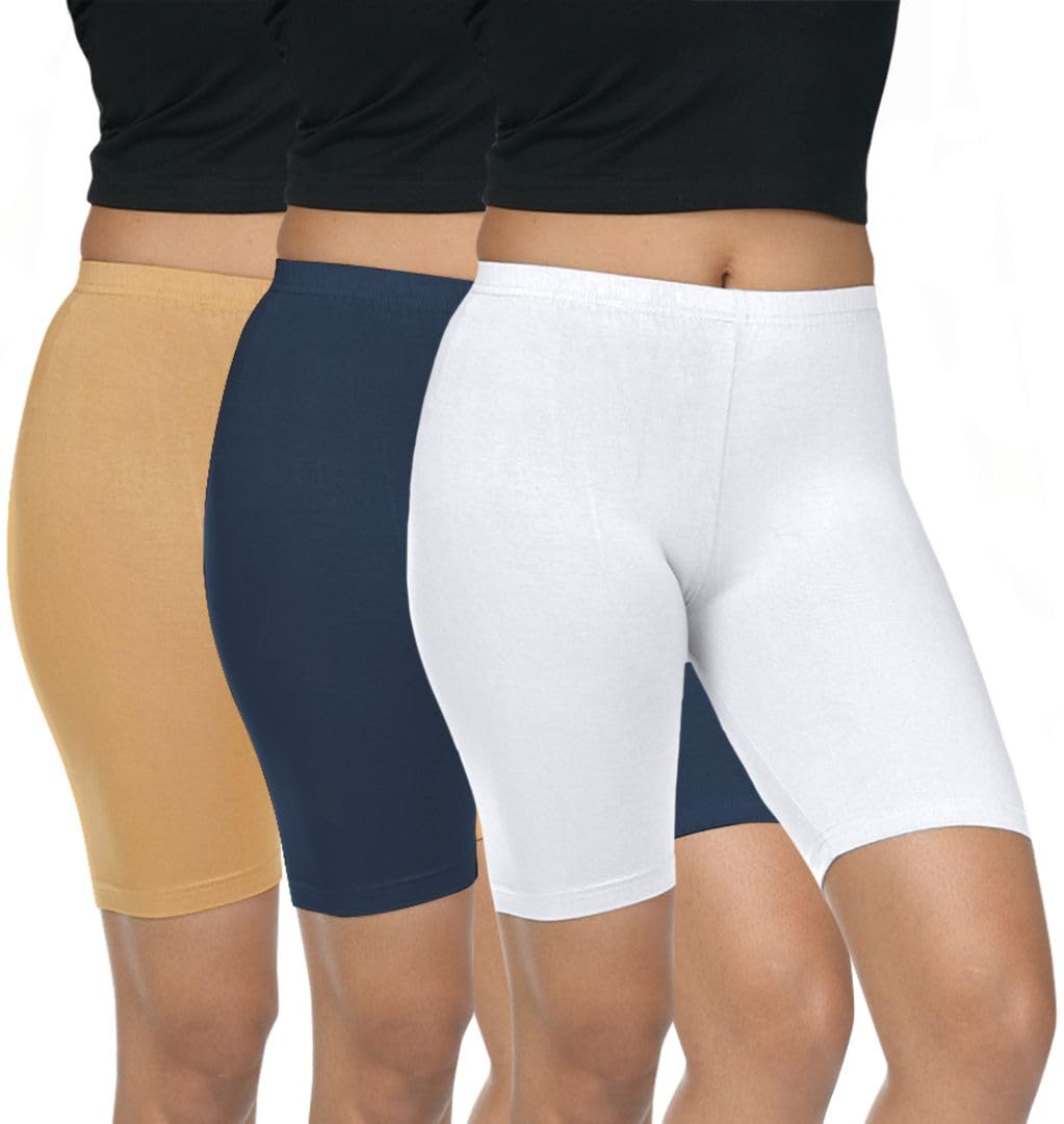 Pack of 3 Women Viscose Blend Solid Shorts (Honey)-image-21