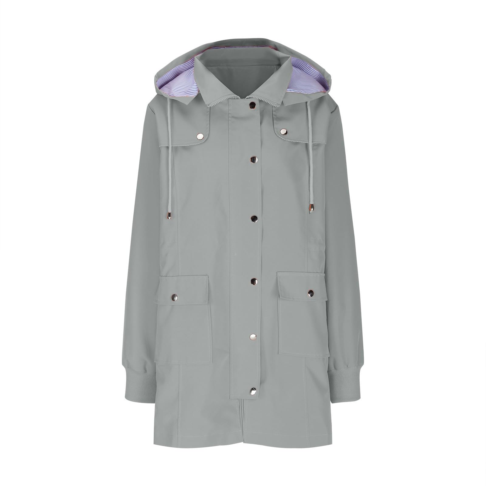 Genérico Chubasquero Poncho Mujer Impermeable,Moda Mujer SóLido Cuello con Capucha Casual Suelta Manga Larga Abrigo Impermeable Chaqueta Abrigo