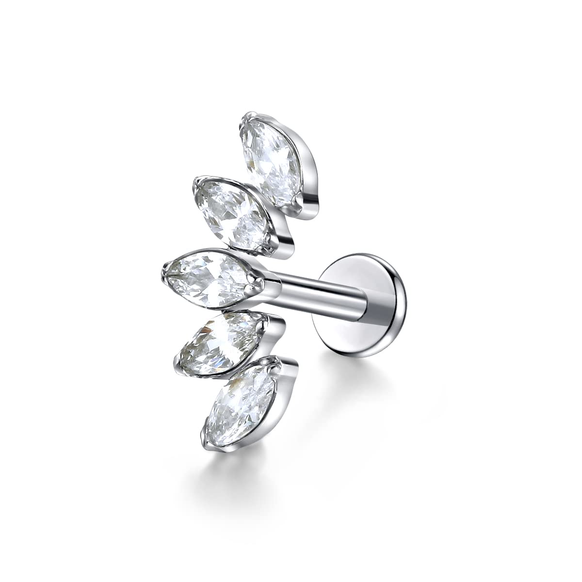 KaseStyleG23 Titanium Labret Studs 16G Lip Studs Cluster Earrings Piercing Internally Threaded Medusa Ring Cartilage Monroe Piercing Jewelry