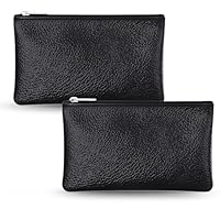 2 Stück Etui Klein Leder Münzbörse für Damen Und Herren Portemonnaie Schlüsseletui Portable Geldbeutel Mit Reißverschluss Zipper Münztasche Tragbares Coin Purse Kleine (Schwarz)