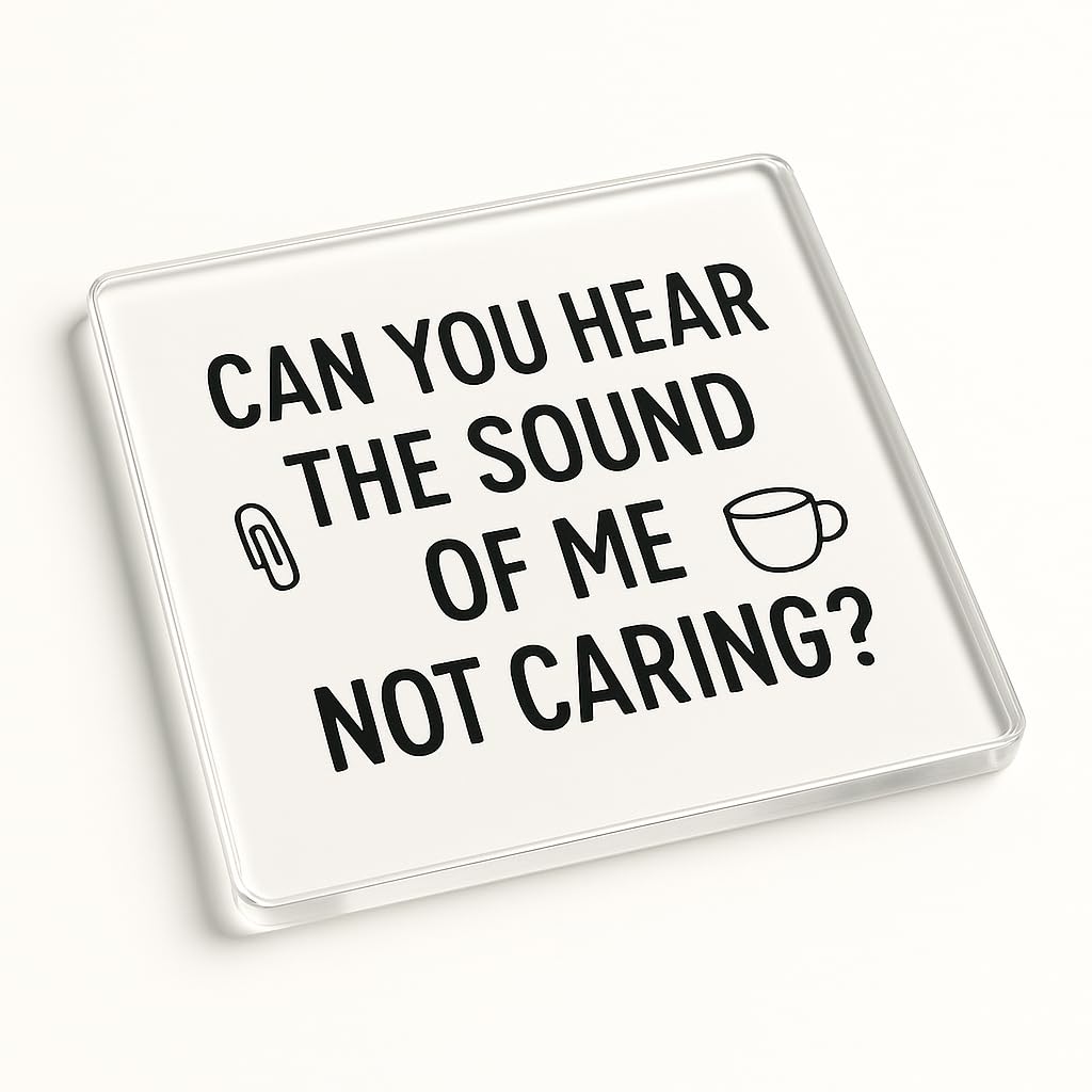 The Plum Penguin Sound Of Silence Acrylic Coaster Gift With Cheeky Office Quote - Desk Accessory For Secret Santa Or Colleague Delight