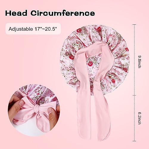 Lot de 4 bonnets en satin pour enfant - Bonnet en soie douce avec large bande élastique. Bonnets respirants pour bébé pour dormir confortablement la nuit. Chapeaux en satin colorés pour filles,