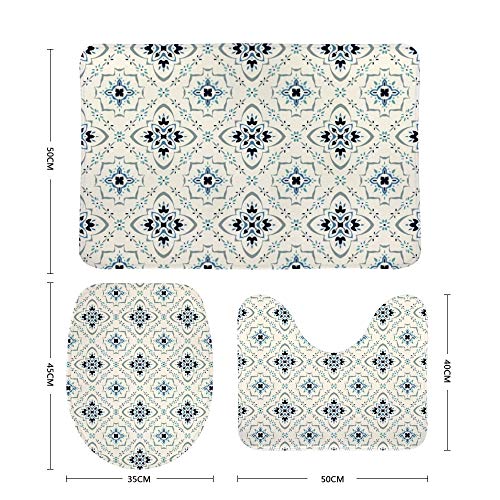 Tapis de bain antidérapant et absorbant en velours corail | Ensemble 3 pièces - 3