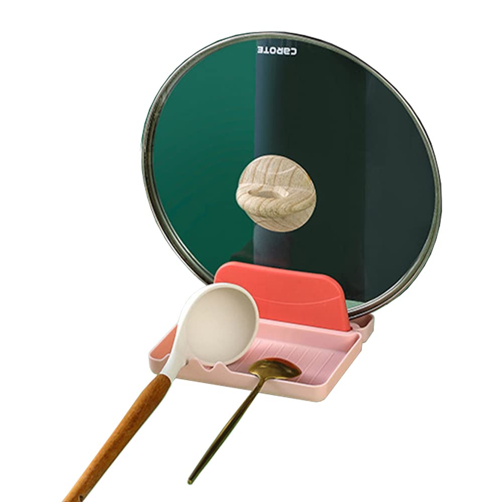STARRY G Cooking Spoon Rest with Lid Holder, Kitchen Utensil Rest with Drip Pad, Heat-Resistant Pot Cover Holder Stand