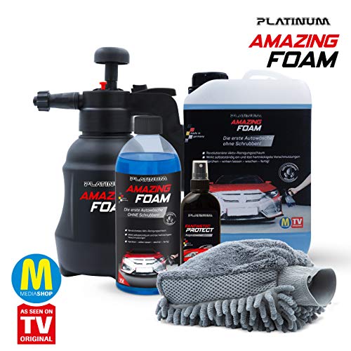 Mediashop Platinum Amazing Foam Edition – Starter Set - Autowaschmittel & Autopflege – reinigt hartnäckigen Schmutz und verleiht Glanz – auch als Cockpit Reiniger – alle Oberflächen