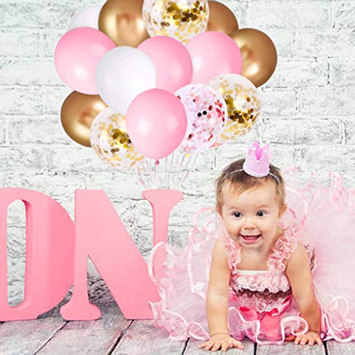 Oumuamua B083QVS7VB 62Pcs Pink Gold Confetti Latex Balloons Kit, 12 Inch Pink White Gold Helium Balloons Party Supplies thumb #7