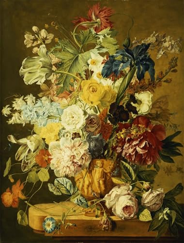 Graffiti Art Mural et classicisme, affiche fleurs Jan Van Huysum 60x90cm