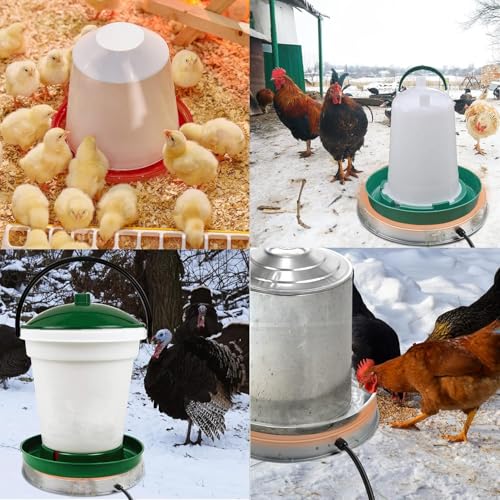 Poultry Chicken Water Heater: Chicken Water Heater Base for Winter, for Plastic/Metal Poultry Watere 2 Pack (11inch+15inch), Heated Waterer for Chickens 125W by Zoblise - Image 7